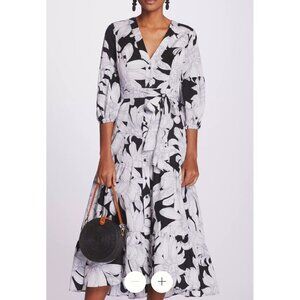 ANTHROPOLOGIE MAEVE Puff Sleeve Button Midi Dress in Floral Print Size 4P